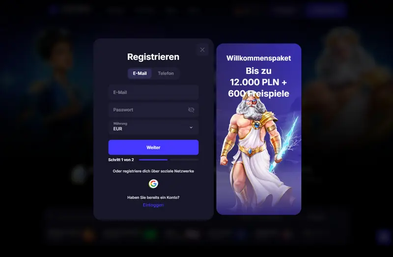 Registrierung bei Sierra Casino